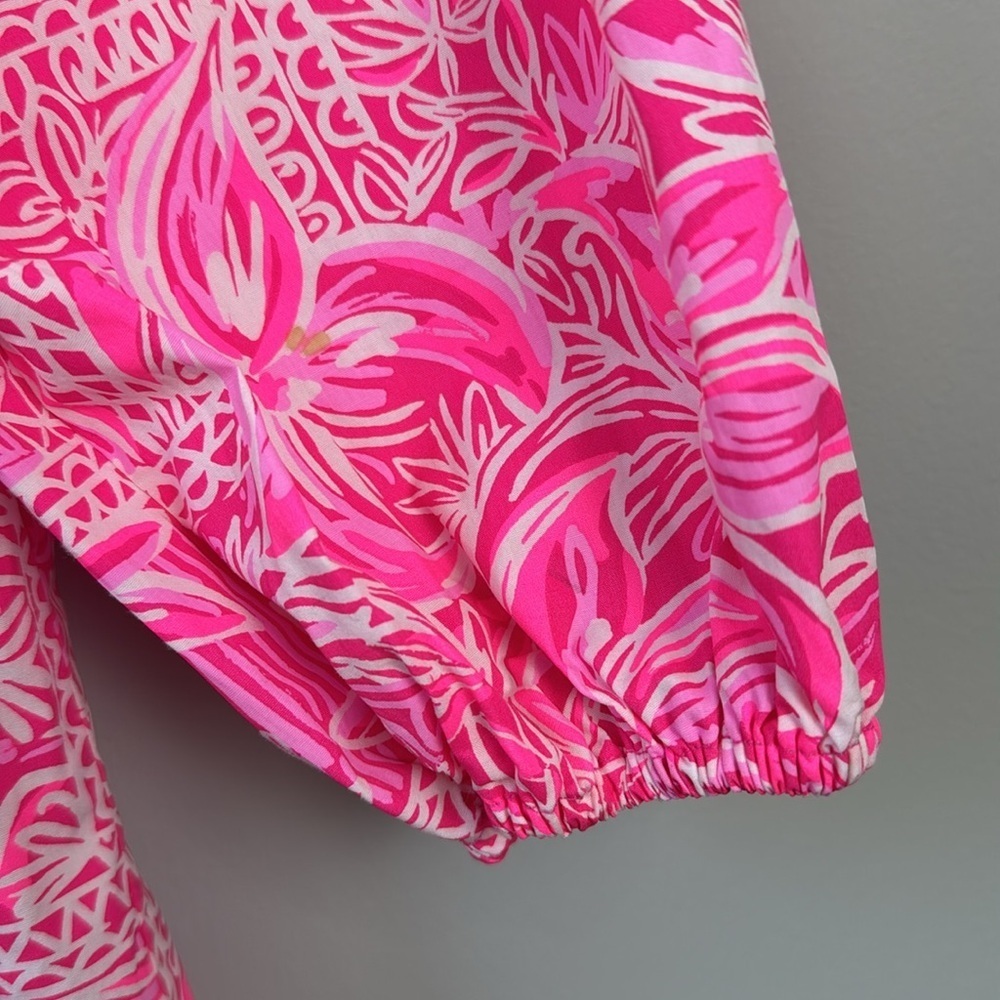 Lilly Pulitzer Winifred Off The Shoulder Top. New Blooms. Piñata Pink. Size S. - Picture 6 of 11